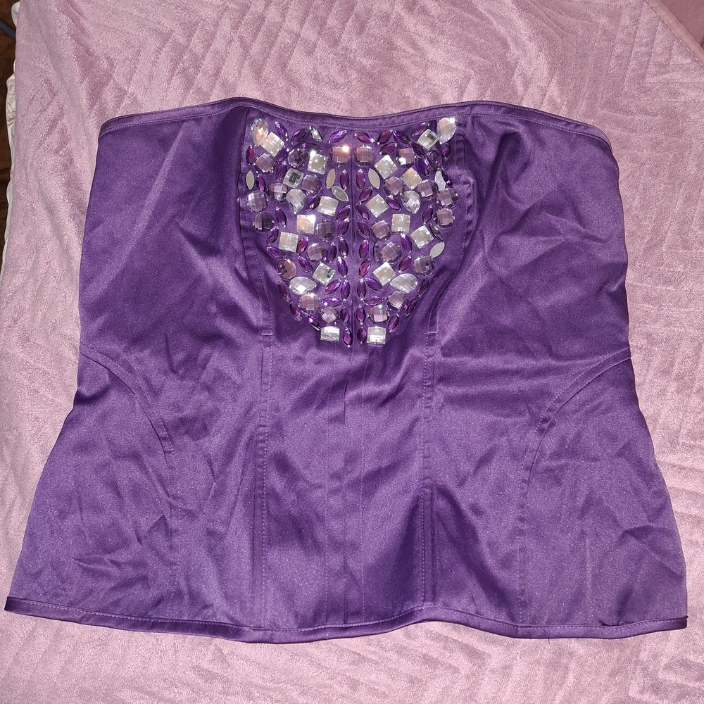 Ashley Stewart Purple Gem-Studded Crop Top